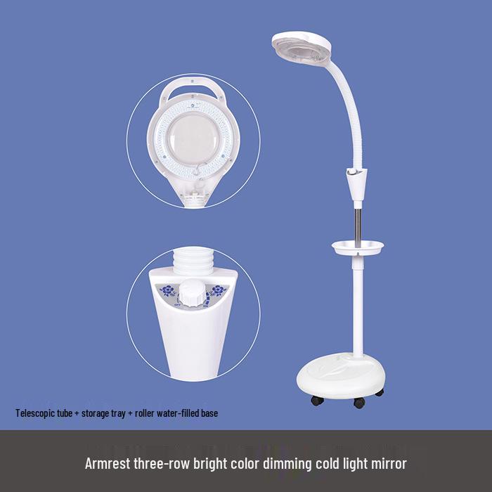 Beauty LED Cold Light Strip Magnifying Glass Floor Lamp for Eyebrow Tattooing, Manicure, Eyelash Extensions, and Embroidery