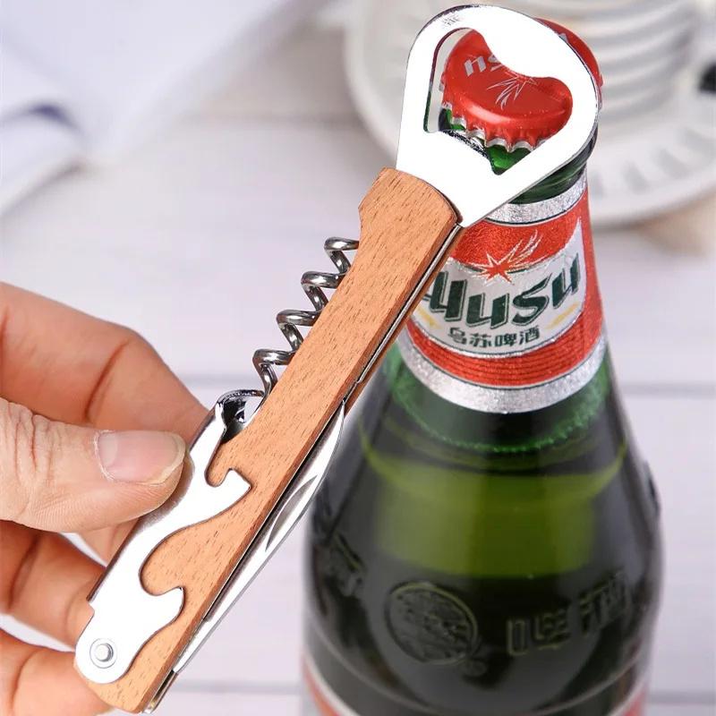 Wooden Wine Bottle Opener Groomsmen Wedding Party Gifts 4 In 1 Wine Corkscrew with Foil Cutter Blank DIY Engraving Wood