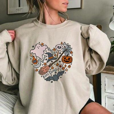 Unisex mikina s kapucí Roztomilá love halloweenská mikina Halloween srdce s kapucí halloweenská čmáranice Shit Cool Ghost tričko Strašidelné top Unisex ležérní mikina