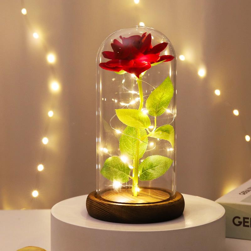 Eternal Rose Glass Lampshade: Christmas, Qixi, Valentine's Day Desktop Ornament & Night Light Gift.