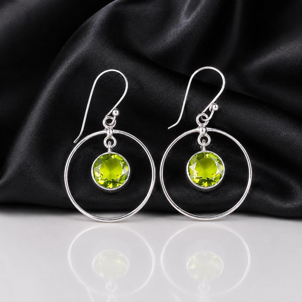 Peridot Gemstone 925 Sterling Silver Handmade Jewelry Drop/Dangle Earrings For Women EE-5-8