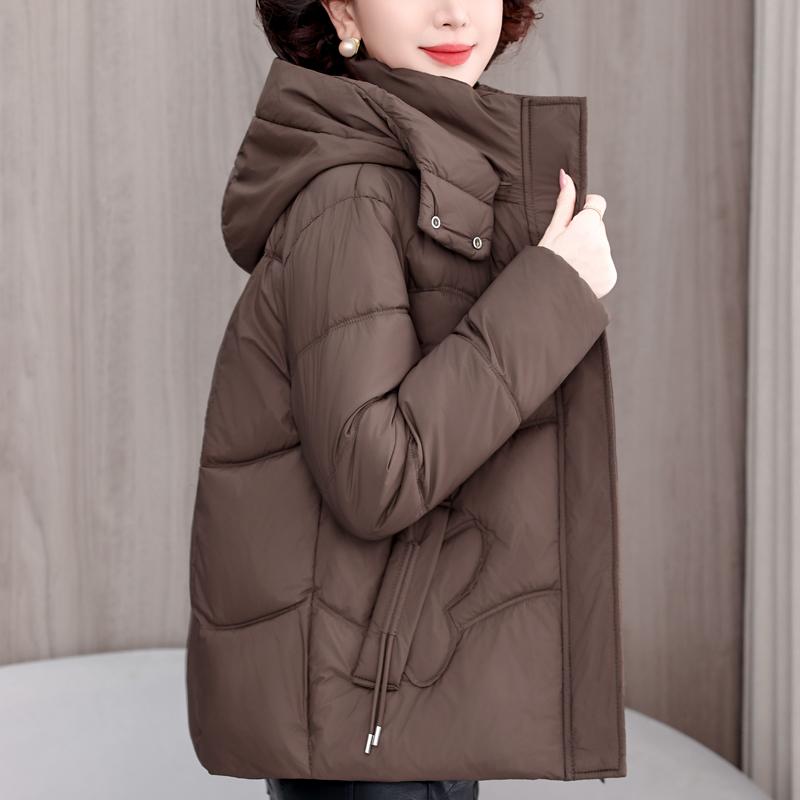 Plus Size XL-5XL Middle Age Woman Winter Short Coats Hooded Elegant Loose Thick Warm Parkas Female Jacket