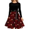 Damen Vintage Christmas Print Rundhals Freizeitkleid