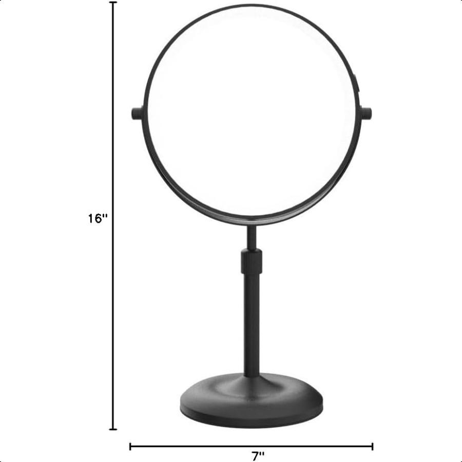 7 Lighted Makeup Mirror with Magnification 10X 1X Height Adjustable 3 Color Dimmable Lights 360 Swivel Double Sided Light Up Re