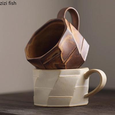 Retro Unregelmäßiger Keramikbecher Kreative Textur Kaffeetasse Büro Getränkebecher Saftbecher Milchbecher Wasserbecher Haushaltsprodukte