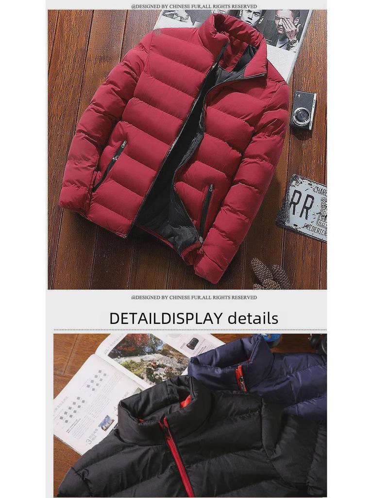 Men's Thickened Stand Collar Winter Sports Jacket - Casual  Warm  Fashionable Cotton Coat