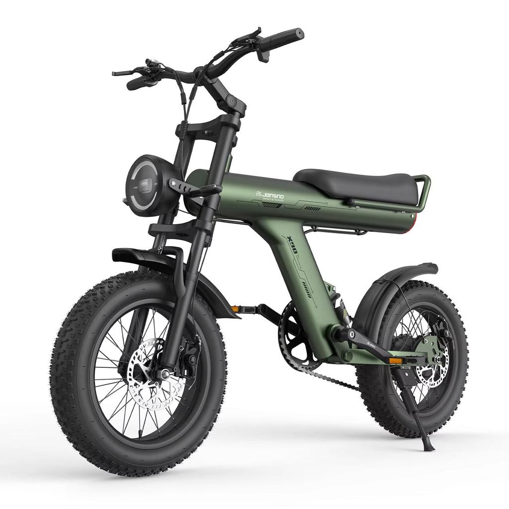 JANSNO X90 Vélo Électrique Adulte 750W 48V 14AH Batterie Cachée Pneus Larges 16" Double Suspension Tout-Terrain Neige Tous Terrains Vélo Électrique