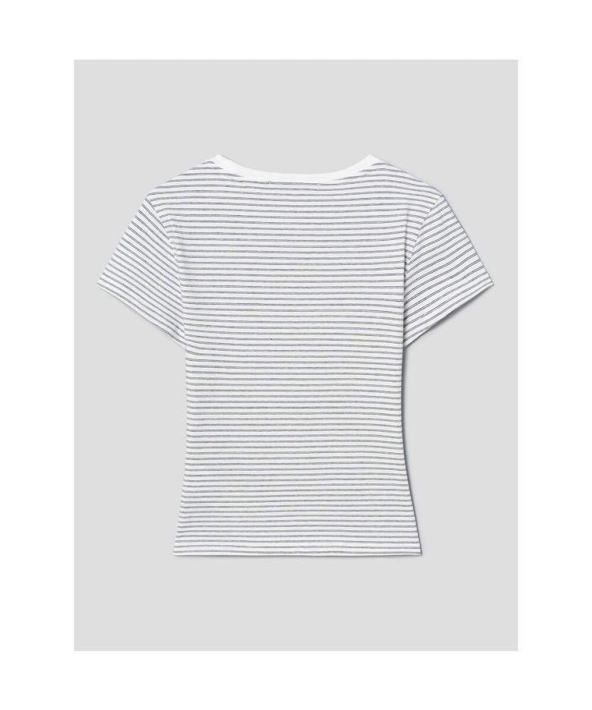 8SECONDS Color Block Stripe Lecture Short Sleeve T-Shirt Ivory