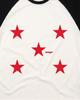 SAYSAYSAY Popping Star Raglan Short Sleeve T-Shirt Black And White