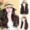 Bucket Hat Bowknot Straw Hat Wig Sun Visor Sun Cap with Hair  Spring and Summer