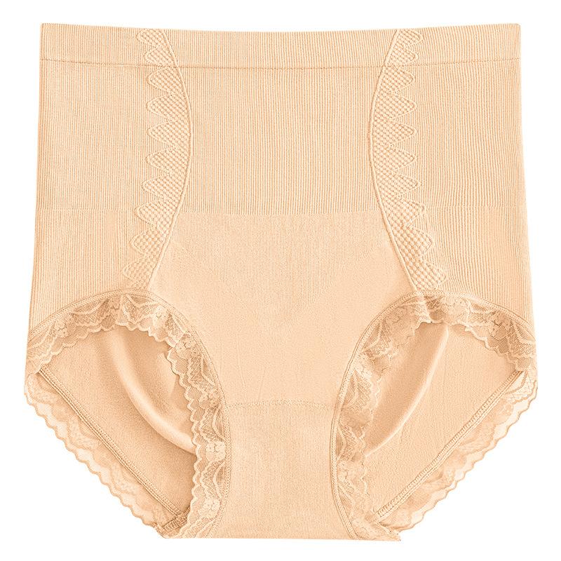 

Big Size Ladies Spring and Autumn Lace Edge Body Shaping Beauty High Waist Belly Triangle Briefs XL тілесний