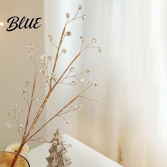 Parties Tree Picks Faux Crystal Christmas Picks Artificial Branch with Clear Beads Fake Pearls Xmas Stem Vase Filler for Home Winter Holiday Party