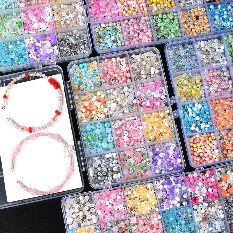 24-Compartment Mixed Color Rice Bead Gift Box for DIY Jewelry: Glass Beads for Bracelets & Necklaces