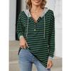 YYFS Women's Fashion Casual Stripe Print Long Sleeve Hooded Hoodies & Sweatshirts