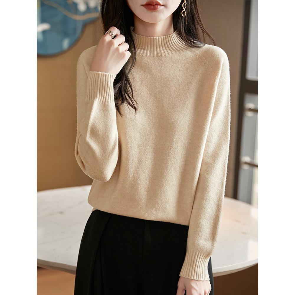 

Новый свитер с полувысоким воротником для женщин на осень и зиму — это простой базовый слой, облегающий и универсальный топ для ношения под одеждой. S бежевый