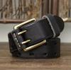 Men's Genuine Leather Belt with Copper Buckle & Double Stitching - Retro & Trendy Design