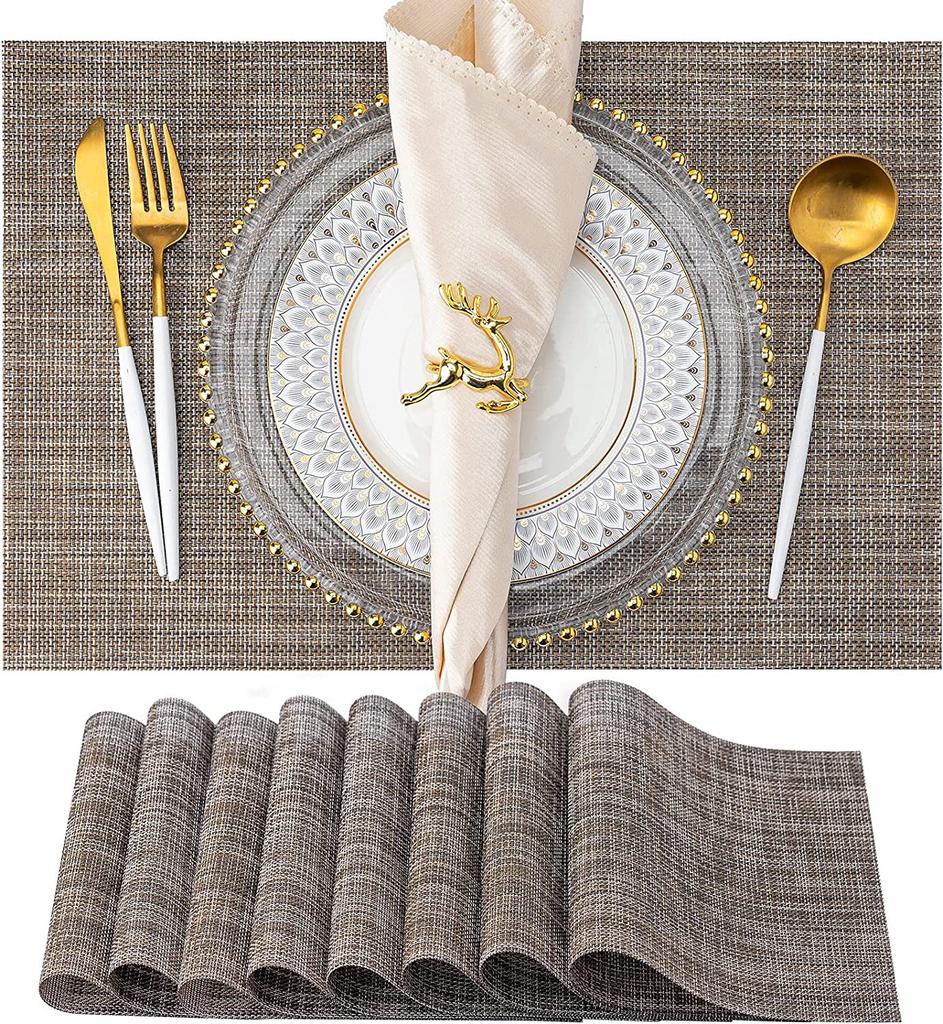 PVC Heat-Resistant Western Table Placemat Washable Dual-Tone Teslin Series Dining Table Cup Mat