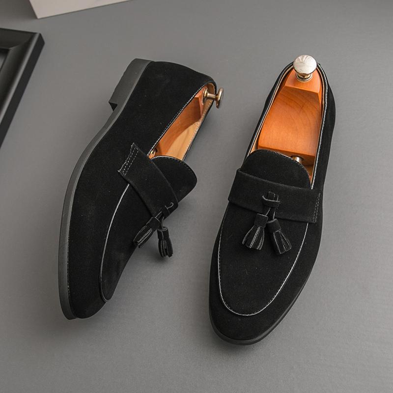 Fashion Spring New Fashion Purple Dress Shoes Loafers Male Business Flats Office Casual Suede Leather Shoes Mens Comfortable Dress Shoes