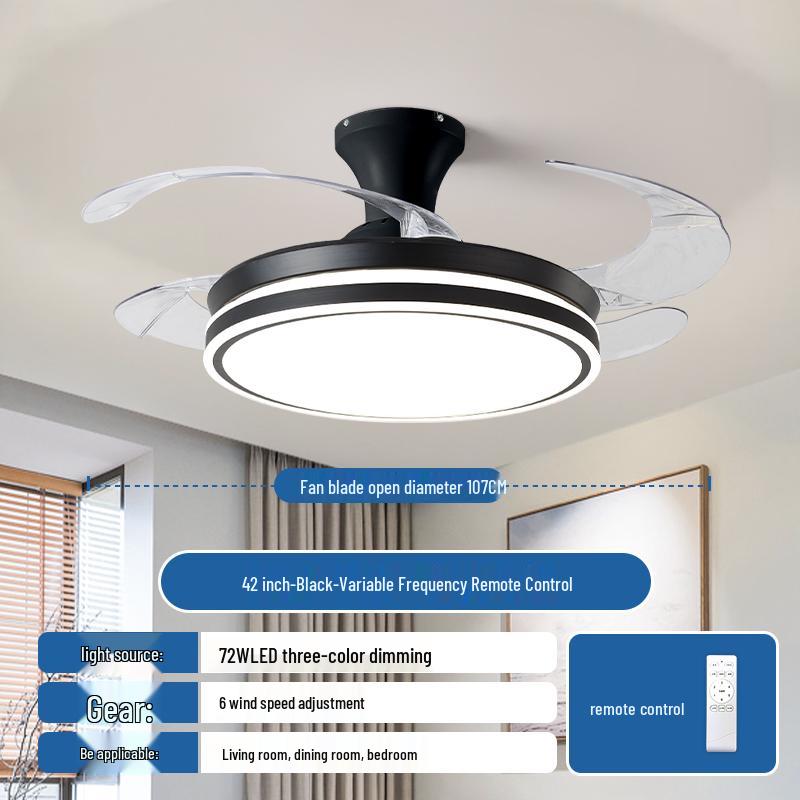 Nordic Luxury Smart Chandelier with Invisible Ceiling Fan for Living Room, Bedroom, and Dining Room.