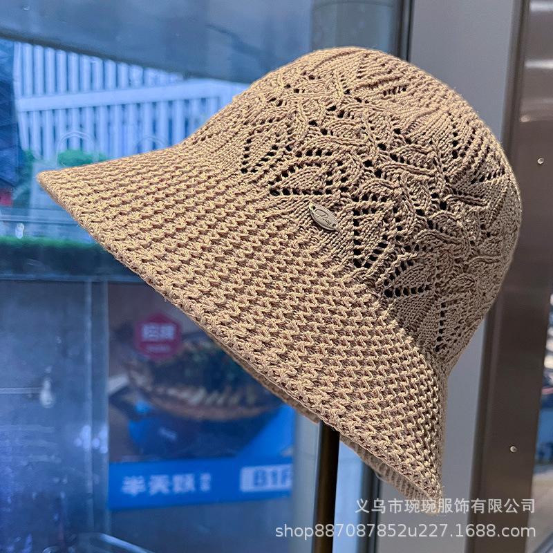 Bucket hat women's spring and summer hollow plain bucket hat fashionable and versatile suitable for big face round face sunshade basin hat