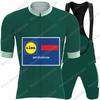 Tým Lidl Cyklistický dres Set Mistr světa Cyklistické oblečení Pánské Krátký rukáv Sestava Silniční kolo Dres Oblek Cyklistické kraťasy s laclem