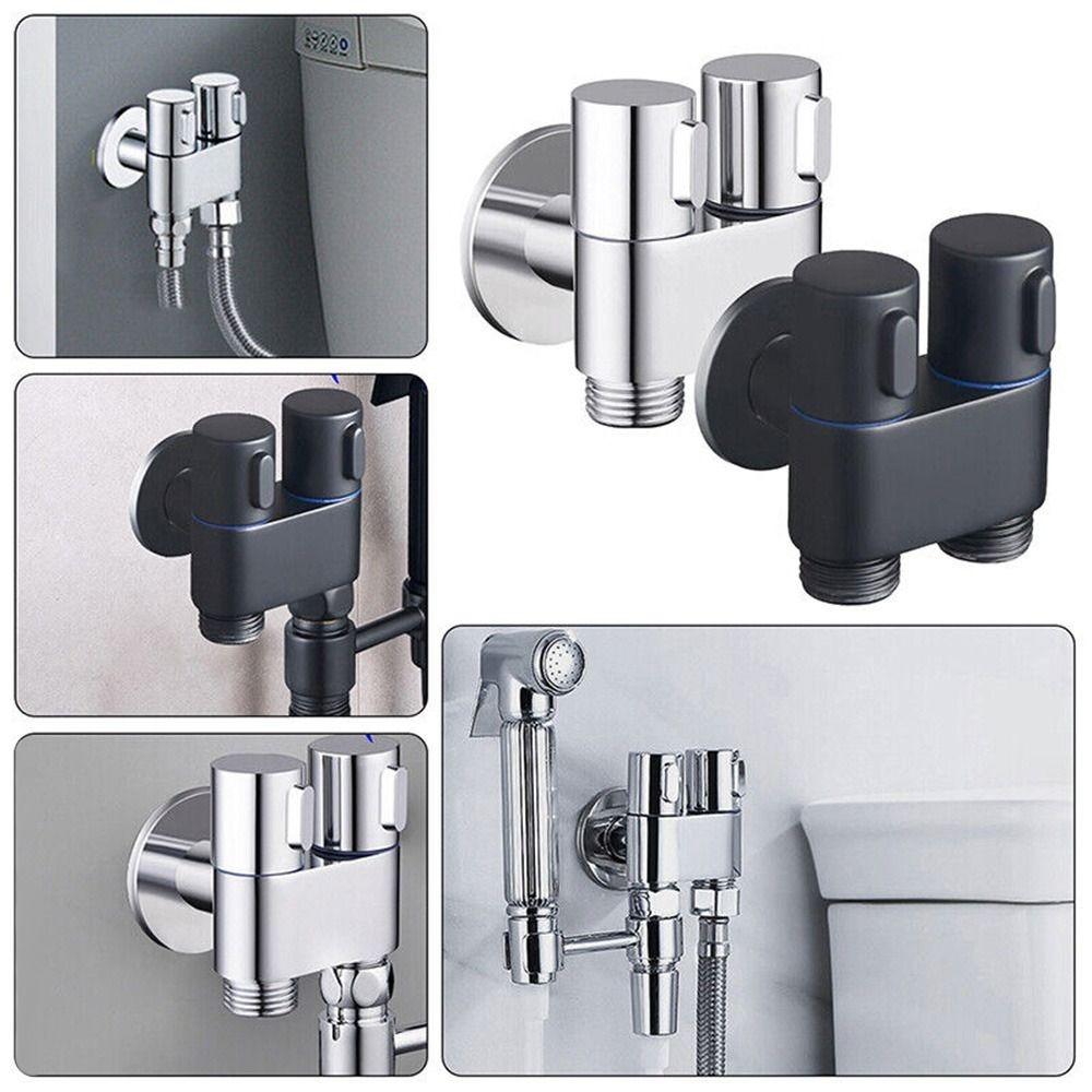 New Zinc Alloy Toilet Angle Valve Wall Mount Dual Outlet Bidet Sprayer Set Toilet Bidet Sprayer Bathroom