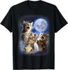 Three Cat Moon 3 Cat - Wolfs Cute Kitten Funny Cats T-Shirt