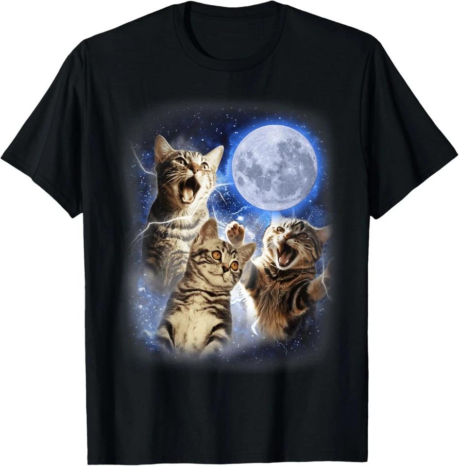 Three Cat Moon 3 Cat - Wolfs Cute Kitten Funny Cats T-Shirt S