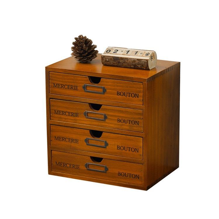 Wooden computer heightening rack office desktop storage organizing cabinet wooden box drawer cosmetic storage box wooden box