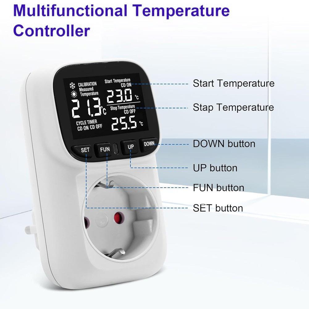 For EU Outlets 16A 230V Relay Temp Controller Home Aquarium Control Reliable Temperature Measurement Tool Digital Thermostat