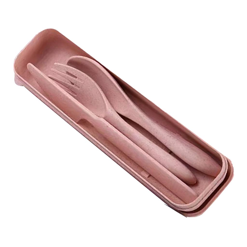 Besteckset aus Weizenstroh Modern Tragbar Gabel Löffel Messer Geschirr mit Box für Büro Schule