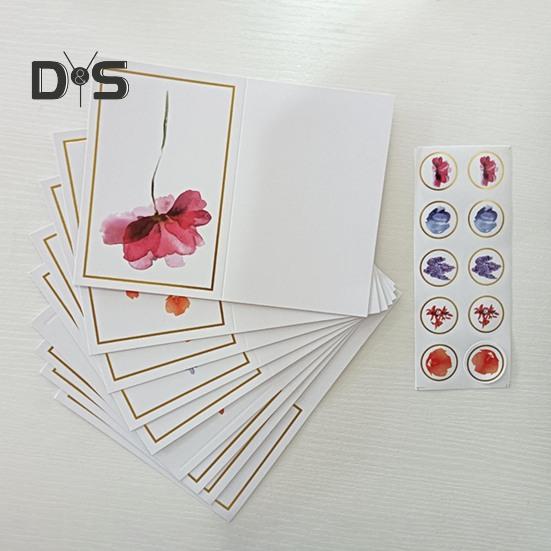 10 stk notatkort Gullfolie blomsterdesign gratulasjonskort med konvolutter og klistremerke til bursdags bryllupsdag Business Gathering