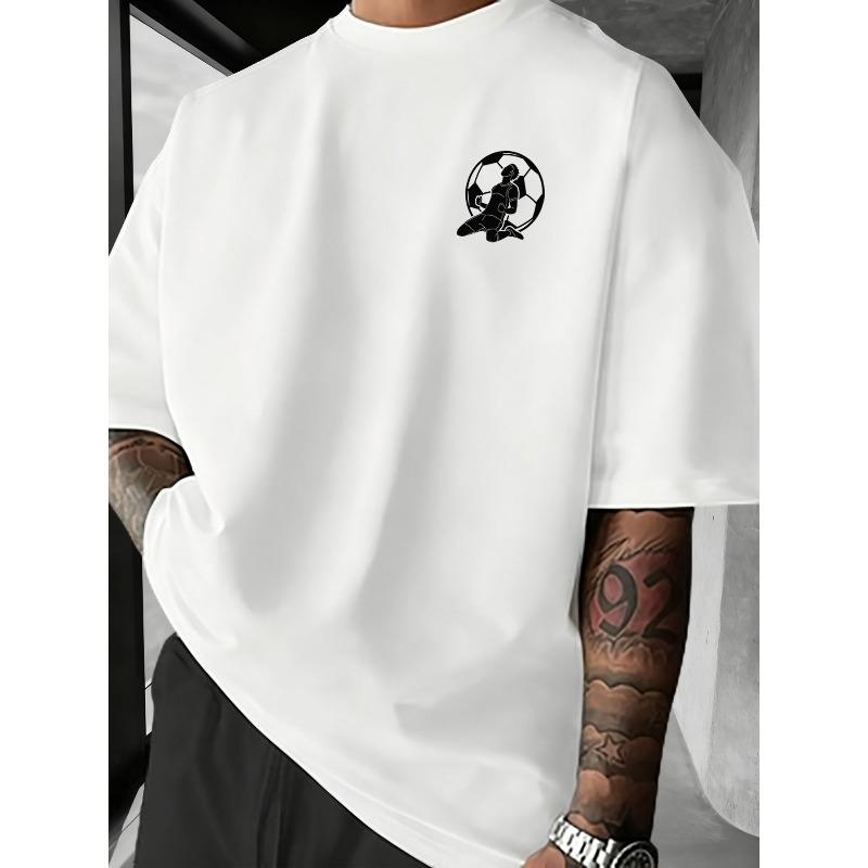 European Sizes Trendy Sporty Style Men's Soccer Player Celebration Print Short-Sleeve T-Shirt