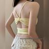 2025 Women's Yellow Backless Camisole with Bra Pads - Autumn Collection