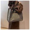 Canvas Bag Bag Women's Outing Large Capacity Plaid Versatile One-shoulder Student Tote Bag Tote Changing Bag