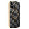 For iPhone 14 Pro Phone Case Carbon Fiber Textured Electroplated TPU Back Cover