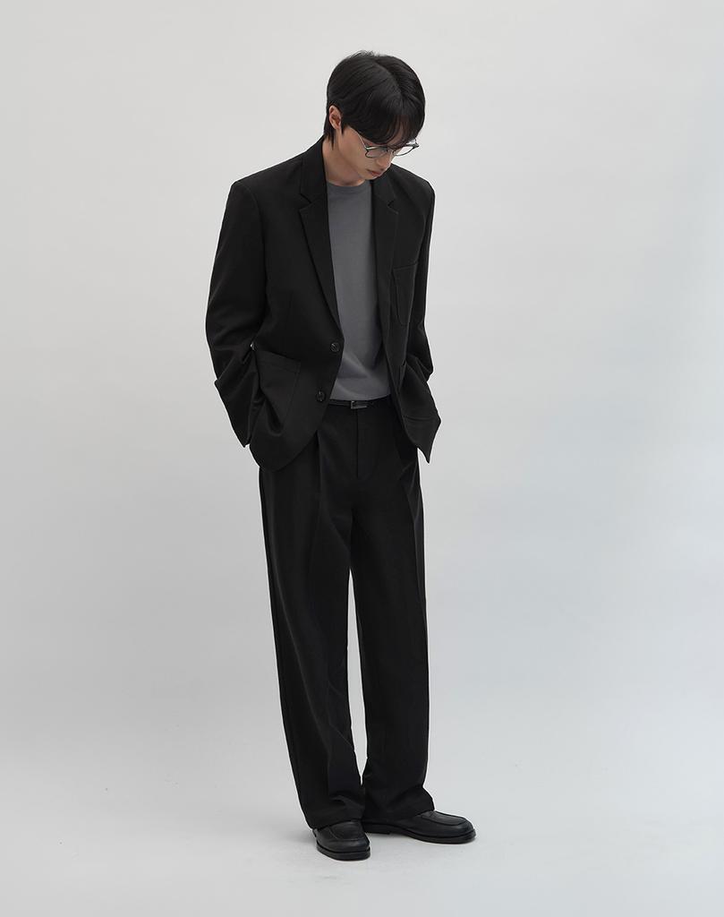 WORK ON BODY OFF Ordo Semi-Wide One-Pleat Slacks [Black]
