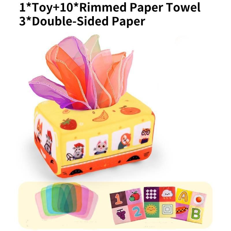 Strapazierfähiges Baby-Taschentuchbox-Spielzeug Für die Früherziehung Weicher Stoff Reißfest Für 0-1-Jährige