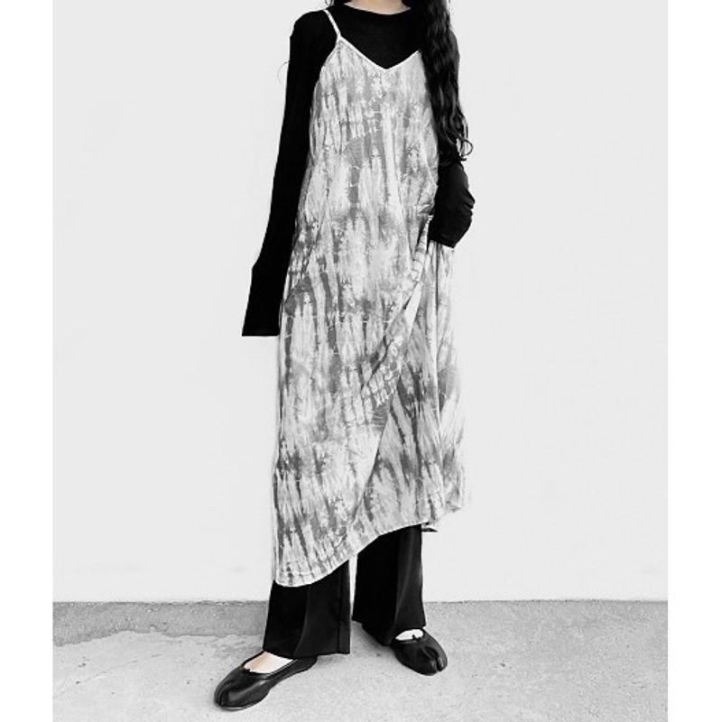 

Foreign Trade Order Sling New Tie-dye Waist Hugging Slimming A Word Fashion Temperament Elegant Beautiful All-Match Personality Dress Blue M