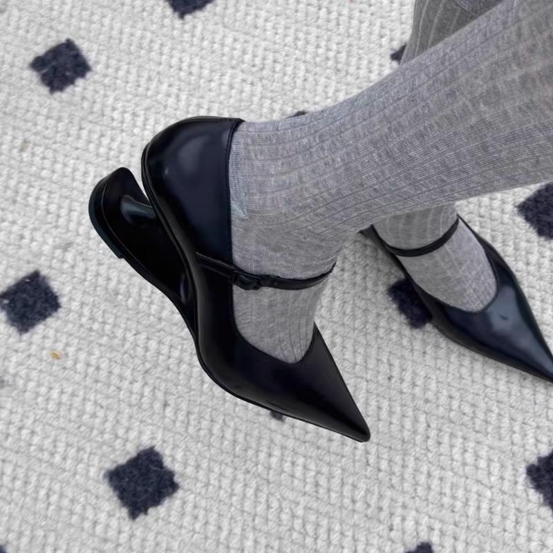 

Four Seasons Mary Jane Shoes Special-Shaped Suspension Heel Pointed Toe High Heels Women s Non-Tired Foot Single Shoes 34 чёрный
