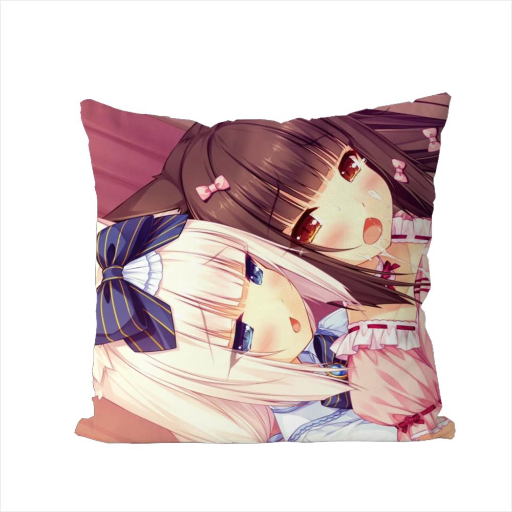 NekoPara Pillow Case For Car Sofa Decorative Home Doublesided Print Plush Square Throw Pillow Cushion Cover