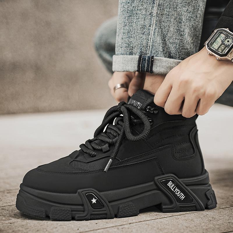 Outdoor Men Casual Sneakers Breathable Walking Hiking Shoes Quanlity Man Work Shoes Platform Ankle Boots High Top Sport Footwear