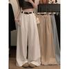 Kumikumi Solid High Waist Loose Casual Pants Wide Leg Pants Women Clothes Autumn Drape All-Match Straight Pants Mopping Pants