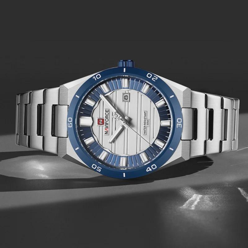 Stainless Steel Men's Wristwatch Waterproof Simple Fashion with Night Glow Pointer Calendar Display Male Watches