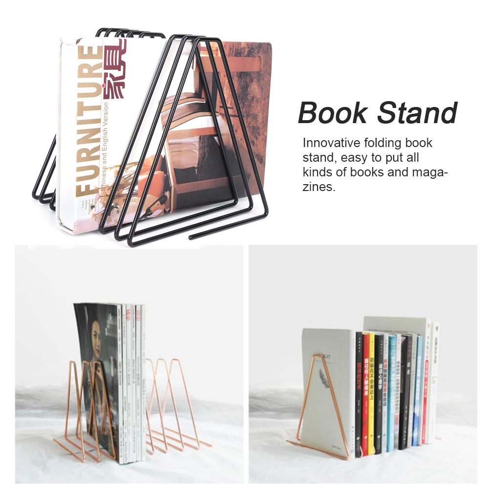 Innovative Desktop Flexible Folding Metal Bookend Book Stand Holder for School