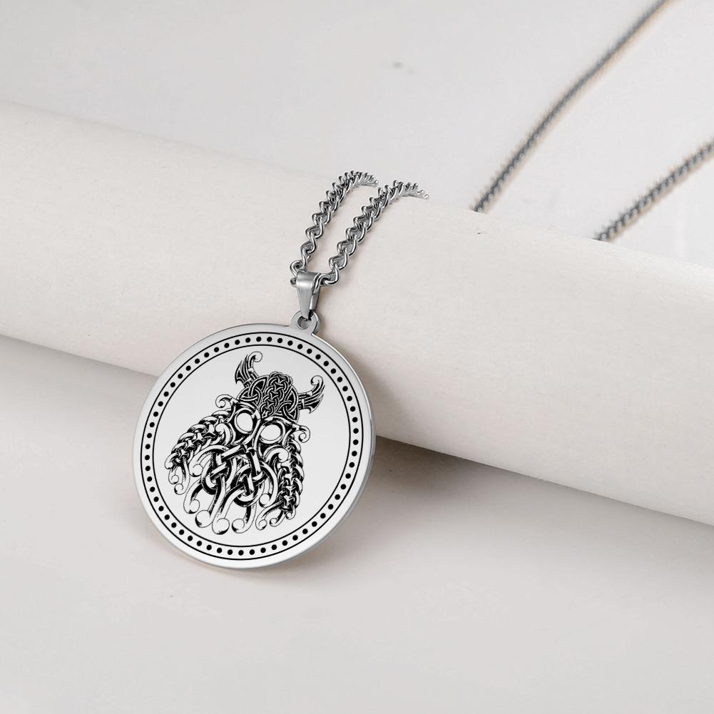 Viking Axe Helmet Pendant Tomahawk Necklace Odin Raven Slavic Amulet Norse Warrior Mythology Stainless Steel Jewelry