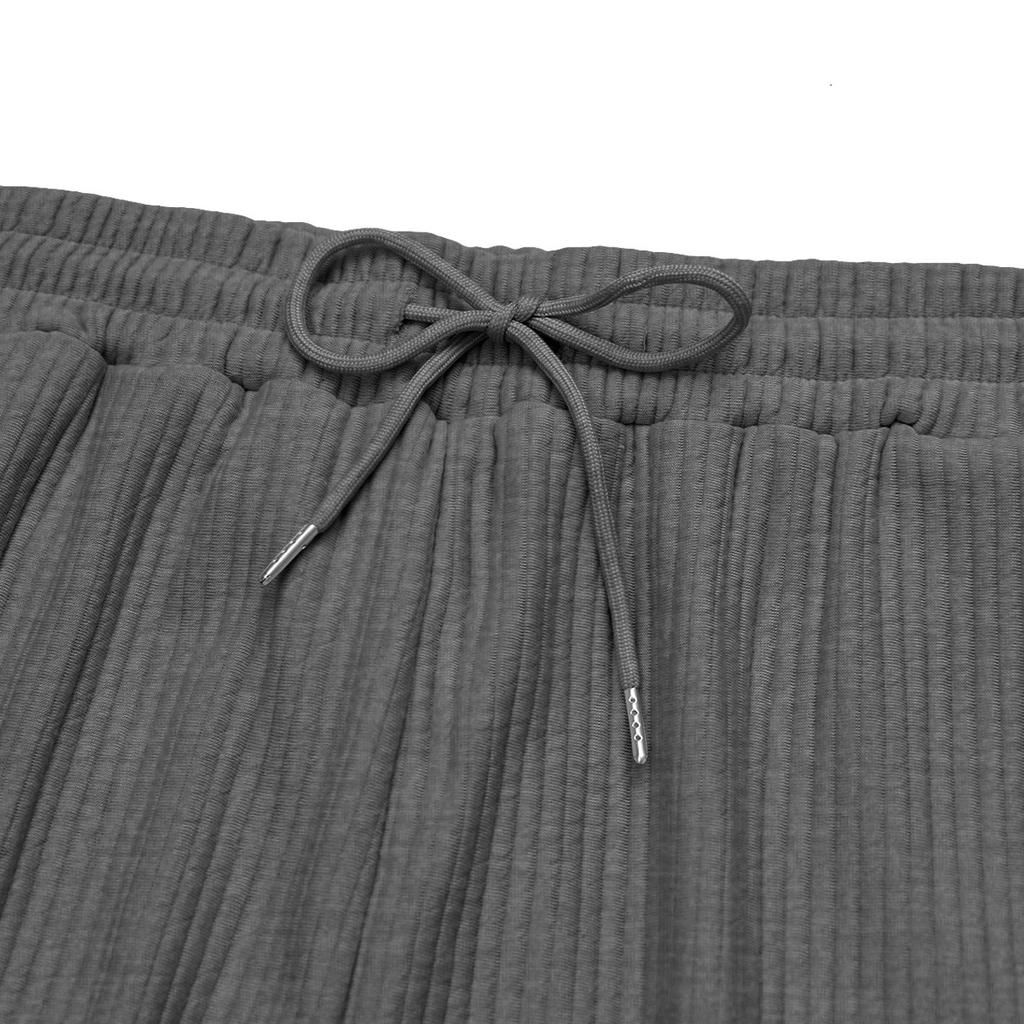 Spring and autumn wide-leg men's pants, casual loose jacquard striped pit strips, drawstring straight trousers, men