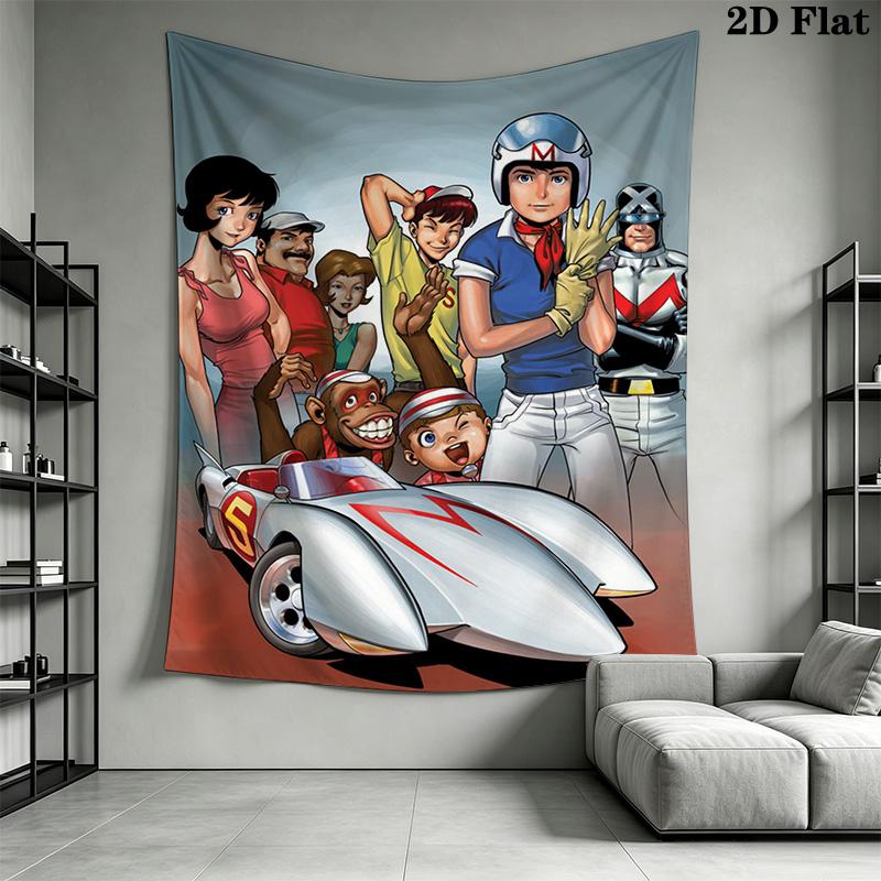 Animated Racing Team Pattern Home Decor Tapestry, Wall Hanging, Decorative RV Wall Cloth.SGT0917197
