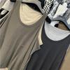 Oversize Vest Women Undershirt Sleeveless Vintage Loose Fake Two-piece Vest Casual V-Neck Vest