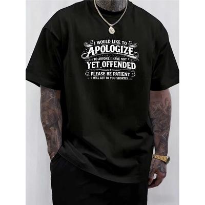 European Sizes Men's Humorous and Satirical Quote Printed T-Shirt - Breathable and Comfortable Regular Short-Sleeve Top, Suitable for Casual, Sporty